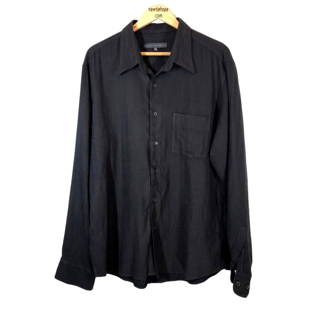 Shirt Button Down XL Long Sleeve Robert Barakett Warm Polyester Blend